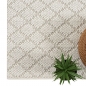 Preview: Wohnzimmerteppich flach mit geometrischem Rautenmuster in creme