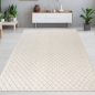 Preview: Wohnzimmerteppich flach mit geometrischem Rautenmuster in creme