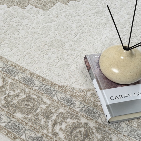 Preview: Zeitloser Teppich Schlafzimmer mit traditionellem Design in Beige Creme Preview: Zeitloser Teppich Schlafzimmer mit traditionellem Design in Beige Creme