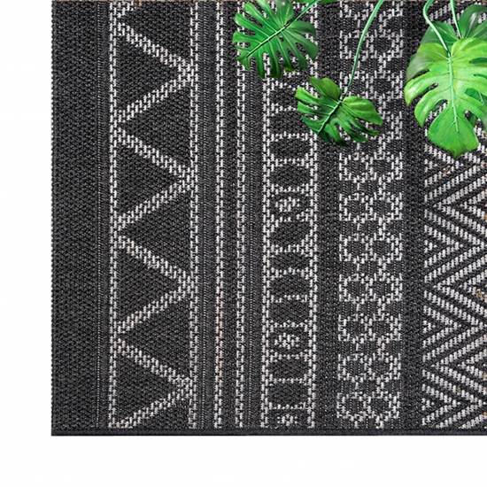 Preview: In- & Outdoorteppich im Ethno-Design – Modernes Muster in Anthrazit-Creme Preview: In- & Outdoorteppich im Ethno-Design – Modernes Muster in Anthrazit-Creme