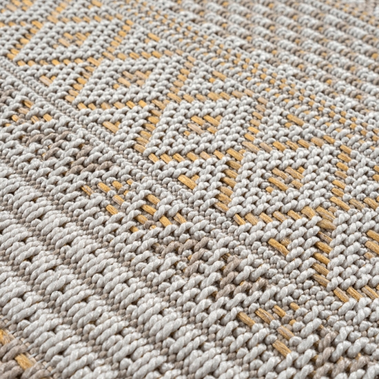 Preview: Moderner In- & Outdoorteppich – Ethno-Design mit geometrischem Muster in Beige-Gelb Preview: Moderner In- & Outdoorteppich – Ethno-Design mit geometrischem Muster in Beige-Gelb