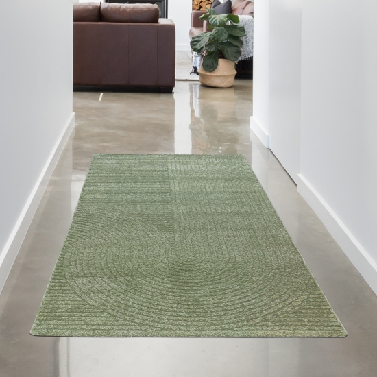Preview: Teppich Wohnzimmer Höheneffekt im Bogenmuster in grün Preview: Teppich Wohnzimmer Höheneffekt im Bogenmuster in grün