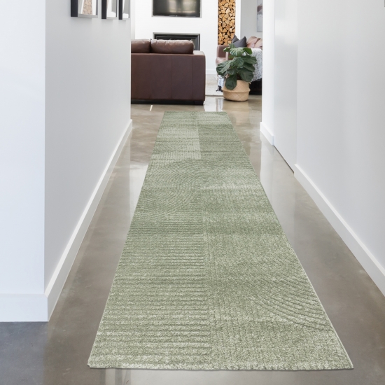 Preview: Teppich Wohnzimmer Höheneffekt im Bogenmuster in grün Preview: Teppich Wohnzimmer Höheneffekt im Bogenmuster in grün