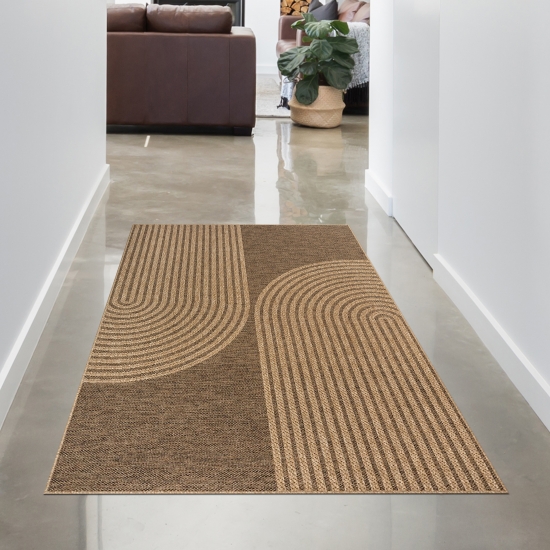 Preview: In- & Outdoor Teppich mit geometrischem Bogenmuster in braun beige Preview: In- & Outdoor Teppich mit geometrischem Bogenmuster in braun beige