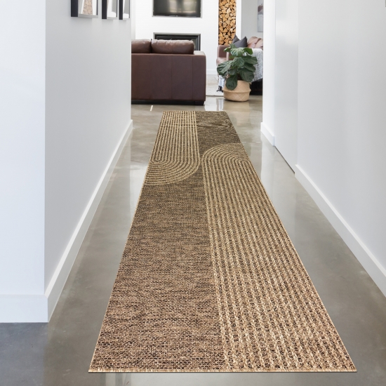 Preview: In- & Outdoor Teppich mit geometrischem Bogenmuster in braun beige Preview: In- & Outdoor Teppich mit geometrischem Bogenmuster in braun beige