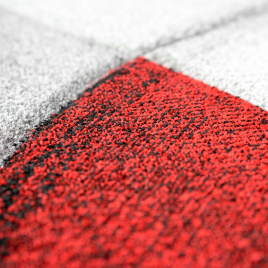 Teppich modern Teppich Wohnzimmer Wellen rot grau schwarz