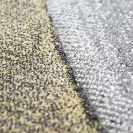 Teppich modern Teppich Wohnzimmer Wellen gelb grau pastell
