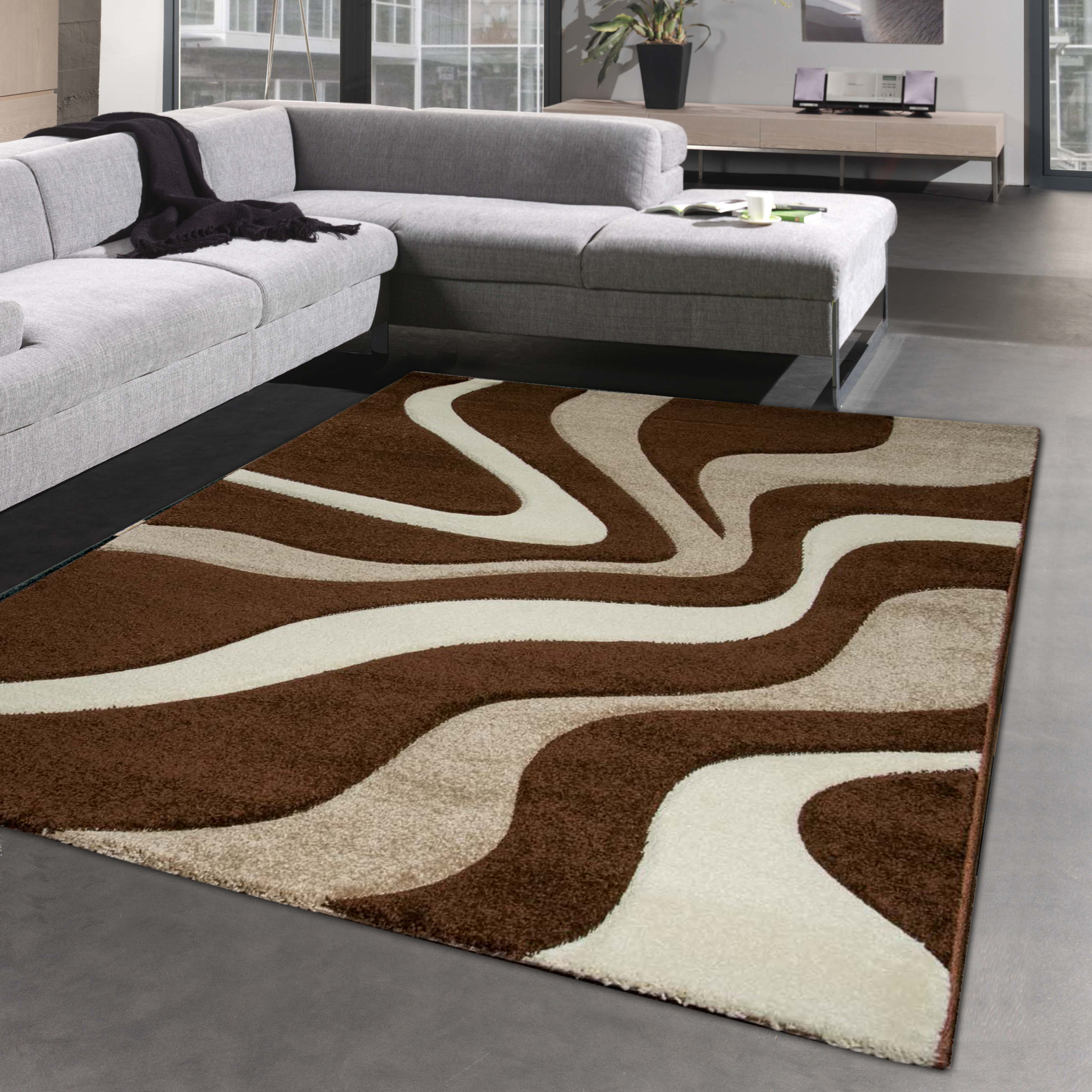| Carpetia mit Schlafzimmer Teppich CARPETIA Wellenmuster |