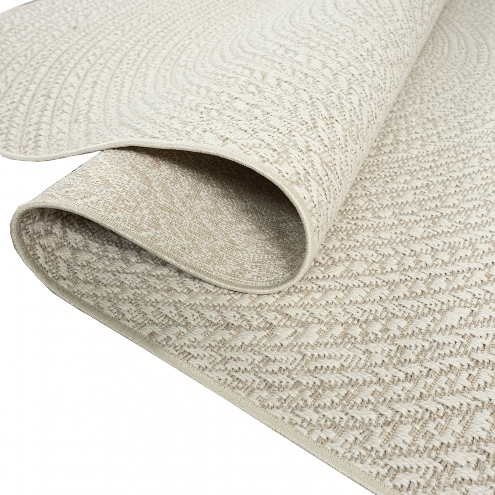 Teppich Outdoor wetterfest robust mit Kreismuster in Creme